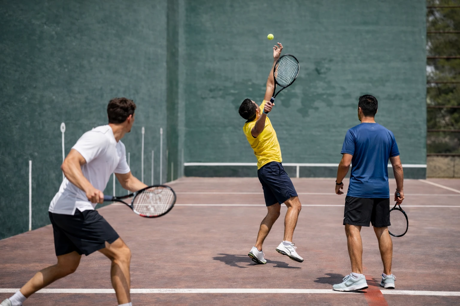 Jugador practicando los golpes básicos de frontenis
